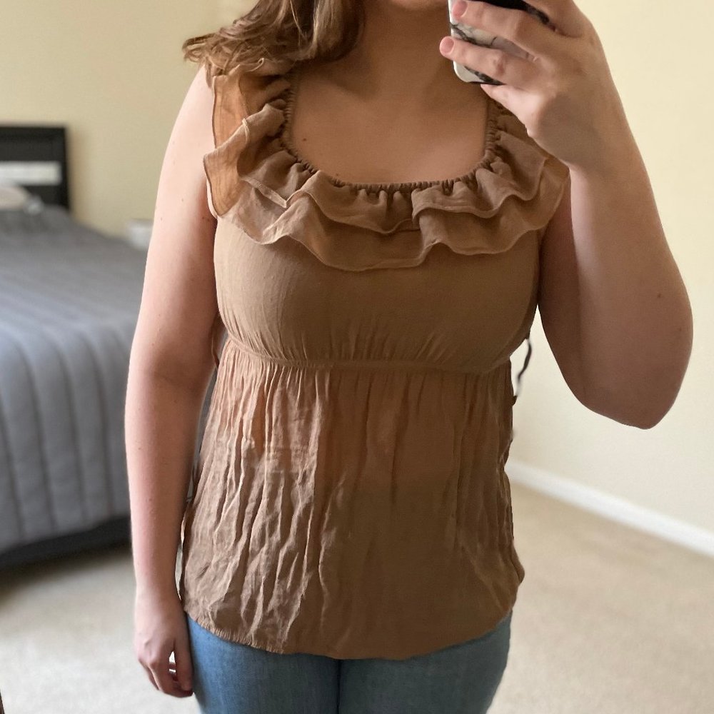 Brown Ruffle Blouse - Picture 3 of 6